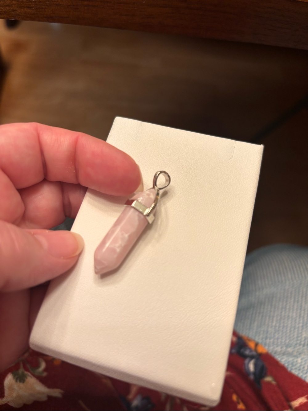New rose quartz pendant in silver